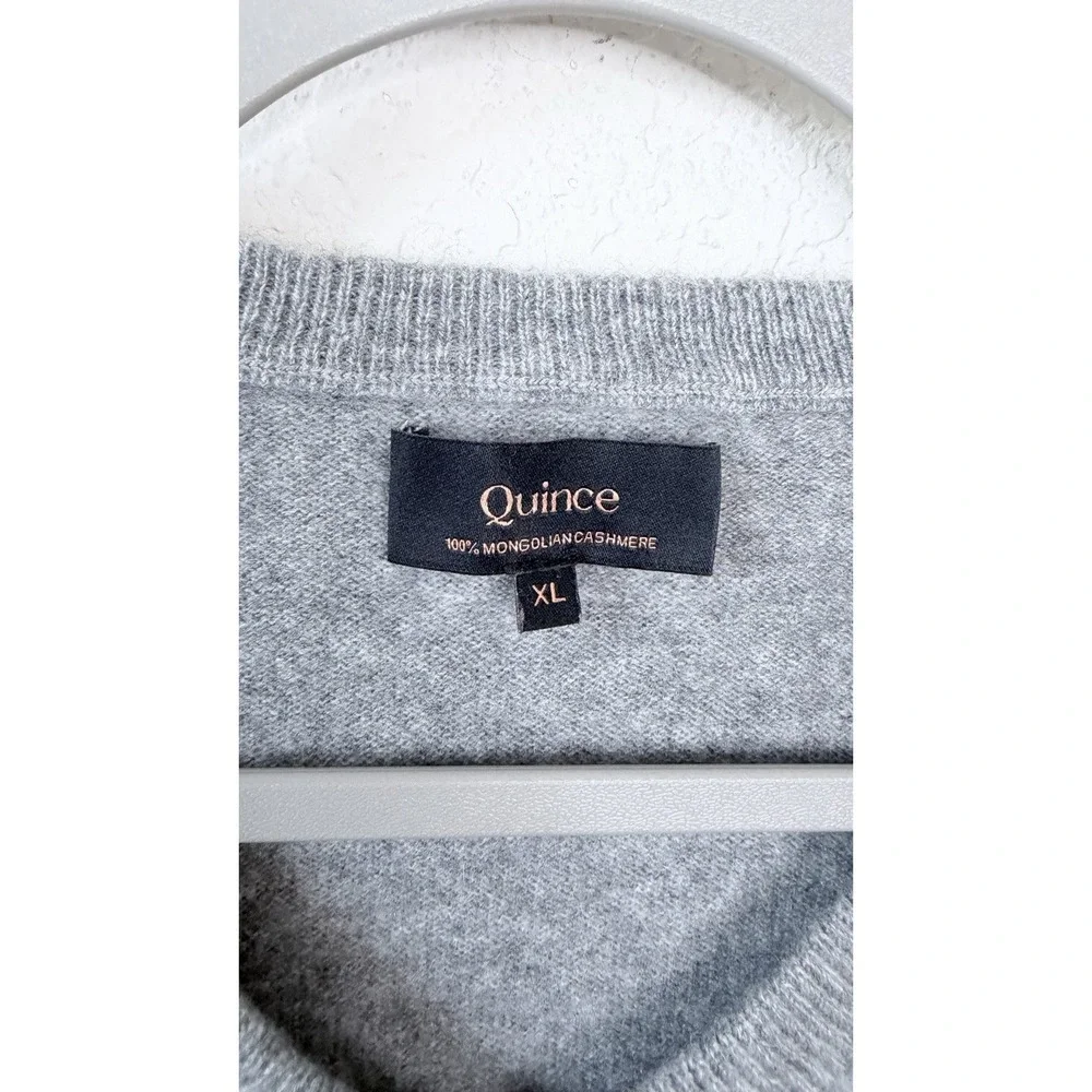 Quince 100% Mongolian Cashmere V-Neck Sweater Men's XL Gray Capsule Quiet Luxury
